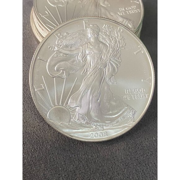 2008 (5 Coins) American Silver Eagle Coins 1 Oz  .999 Silver Walking Liberty - Picture 1 of 11